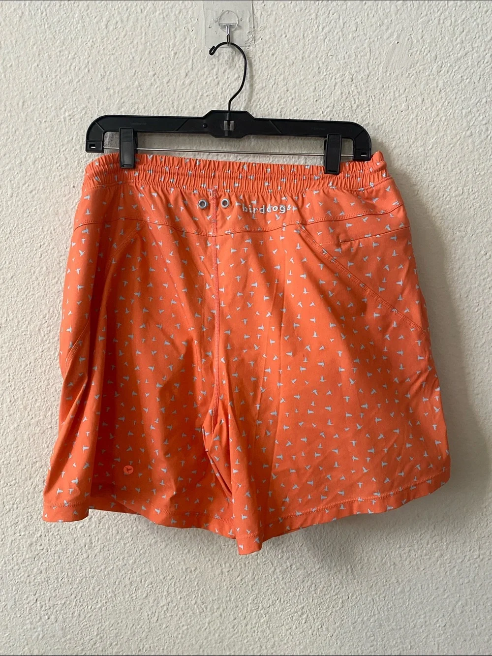 Birddogs Men’s Orange and White bird print Inner Banks Swim Trunks XL